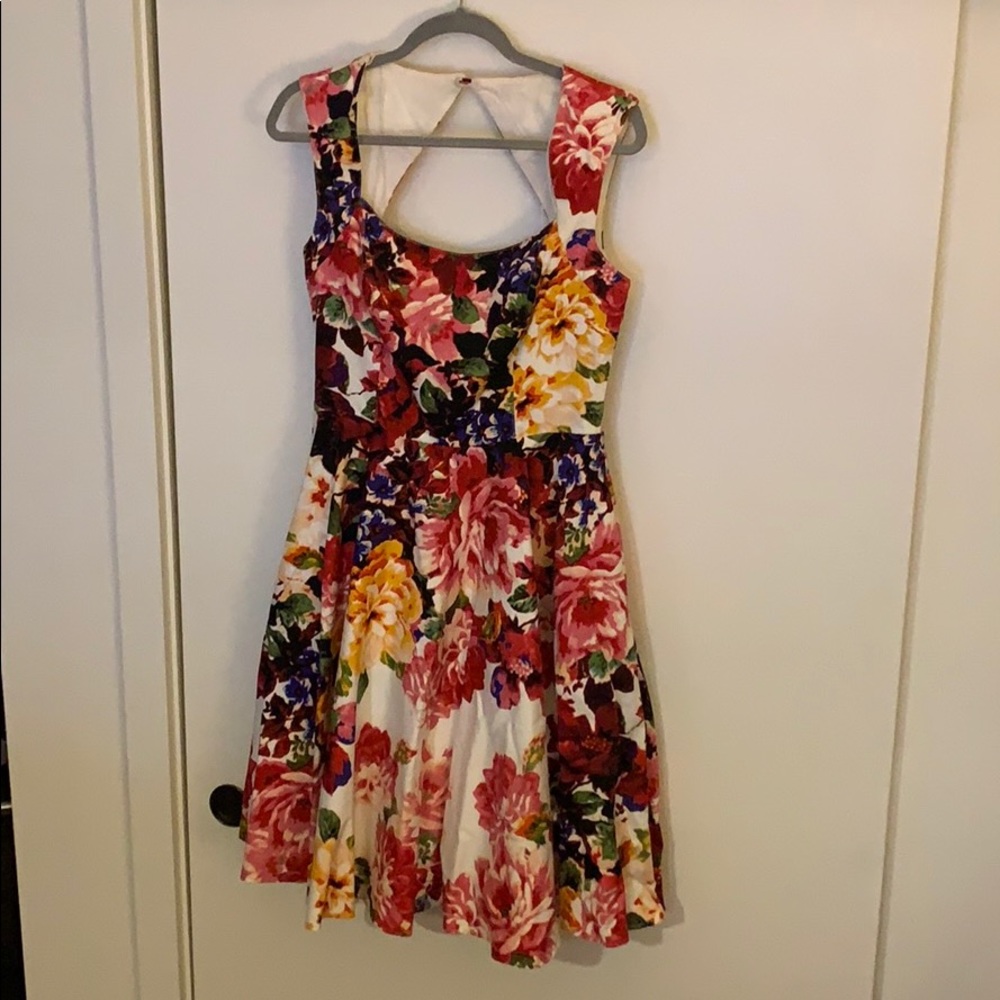 Floral Midi Cap-Sleeve Dress